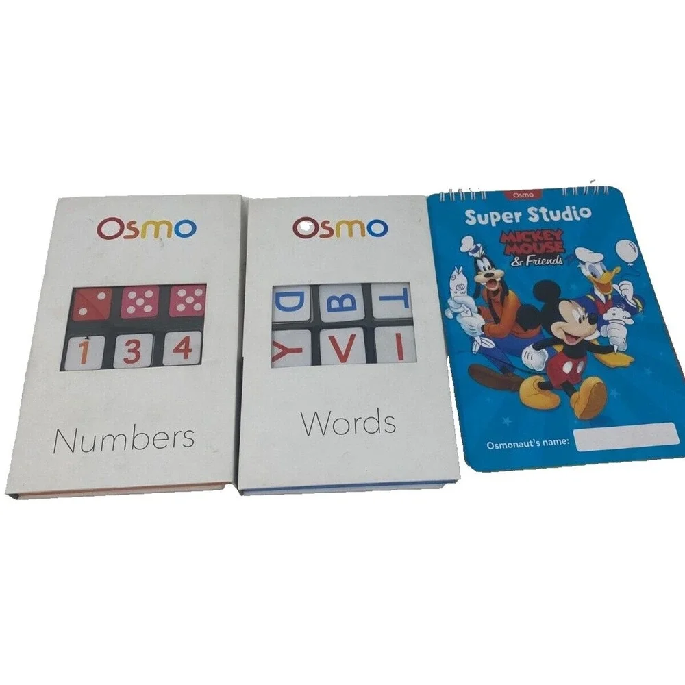 Osmo Numbers‎ Words & Mickey Mouse Super Studio Book Lot of 3 Games Tiles
